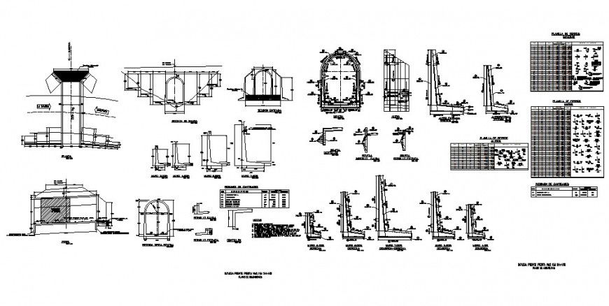 Tank and retaining wall section autocad file