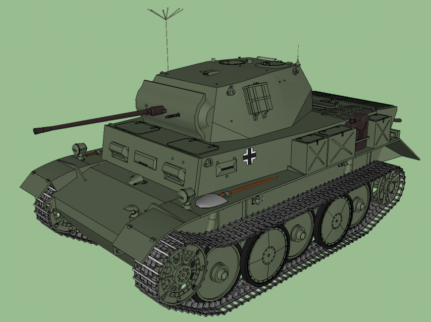 Tank detail 3d model vehicle block layout sketch-up file