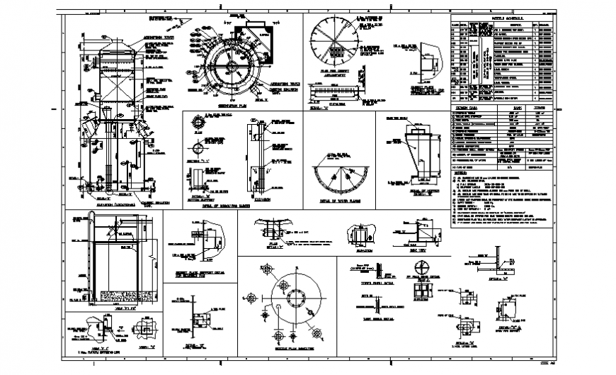 Tank mortar plan and section detail dwg file