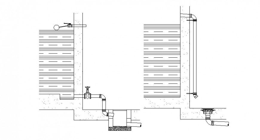 Tap and plumbing pipe details drawings 2d view in autocad software file