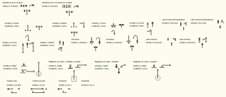 Tap and sanitary blocks symbol detail layout file