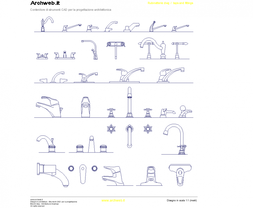 Tap design detail 2 D view autocad file