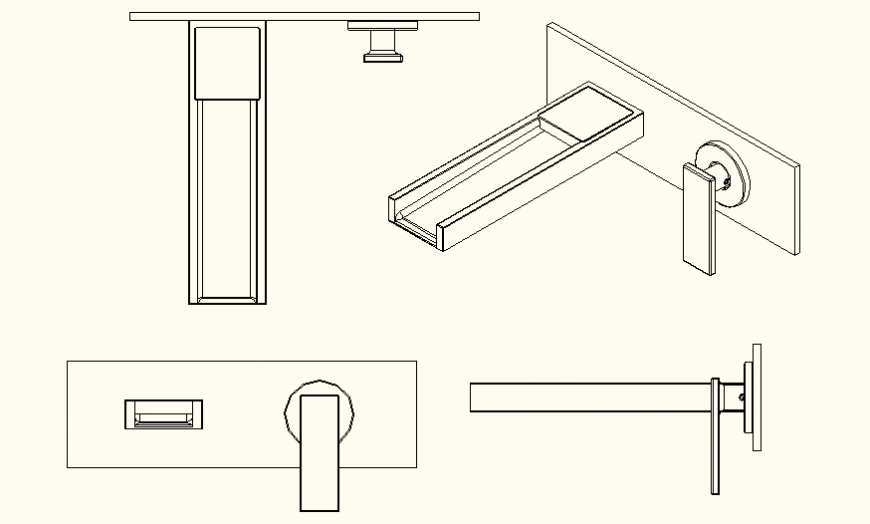Tap detail elevation and plan autocad file