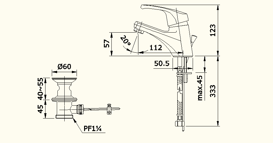Tap detail elevation and plan layout file