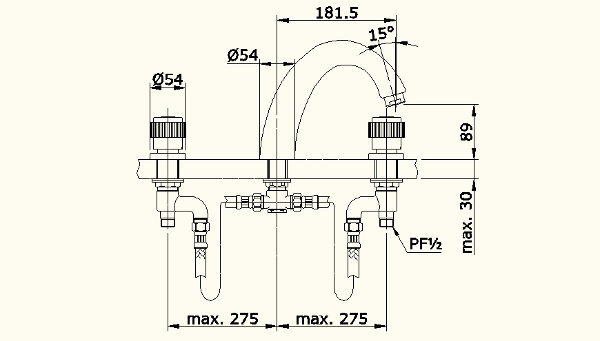 Tap side elevation detail elevation dwg file