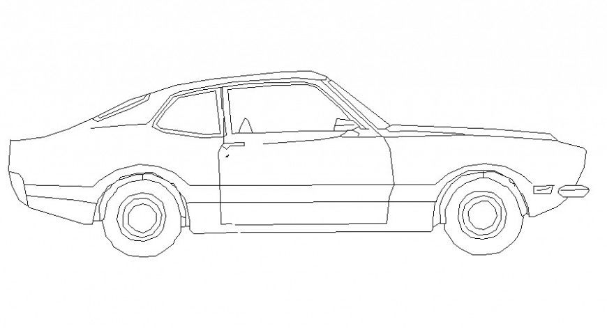 Tapper model car side elevation in AutoCAD file