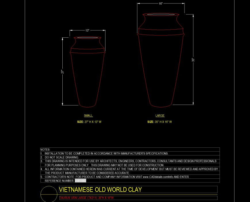 Taurus urn large pot drawing in dwg file.