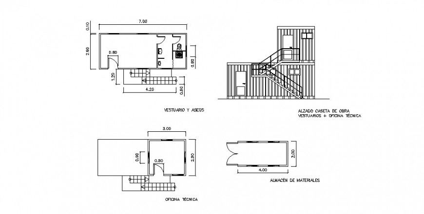 Technical office section, framing plan and auto-cad drawing details dwg file