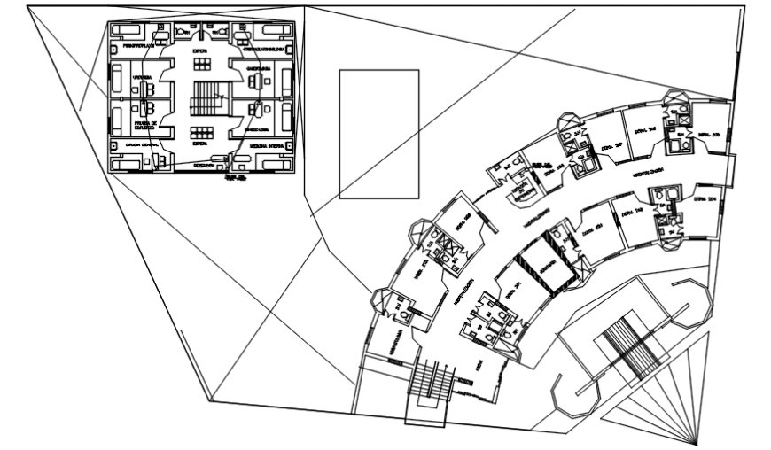 Telephone line installation in second floor plan of clinic in AutoCAD 