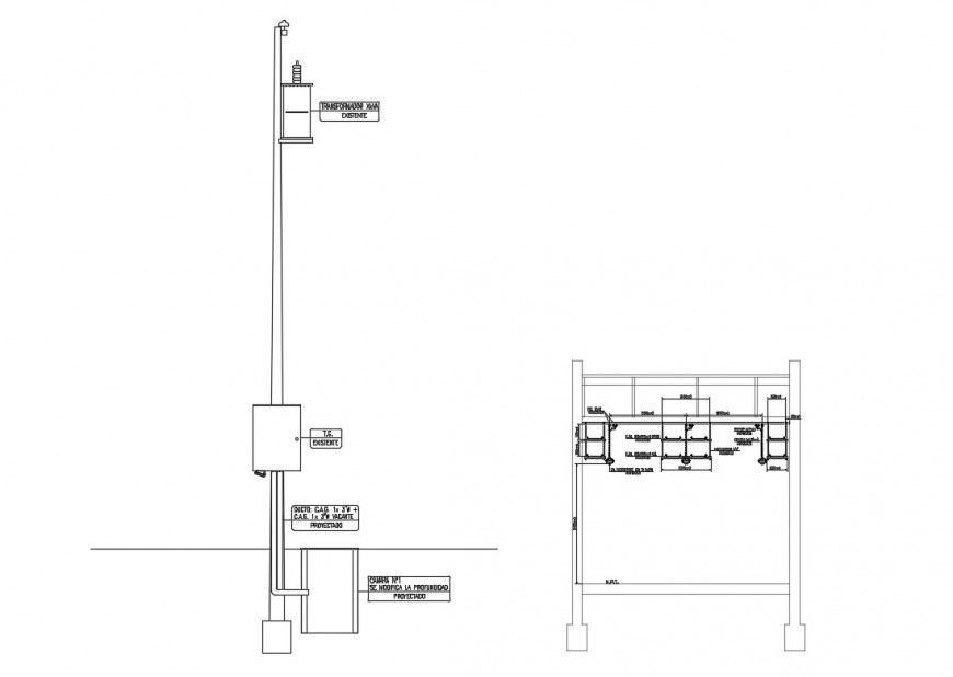 Telephone office control tower electrical installation details dwg file