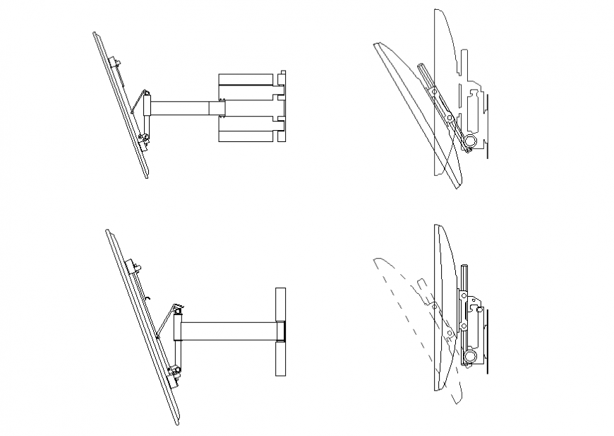 Television blocks with wall bracket cad drawing details dwg file