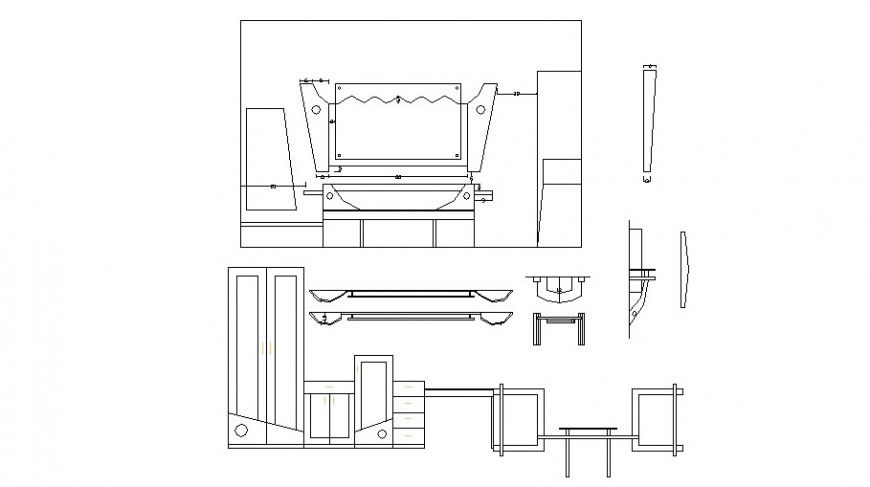 Television cabinet and drawing room furniture cad drawing details dwg file