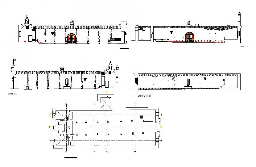 Temple building block detail 2d view plan, elevation and section layout autocad file