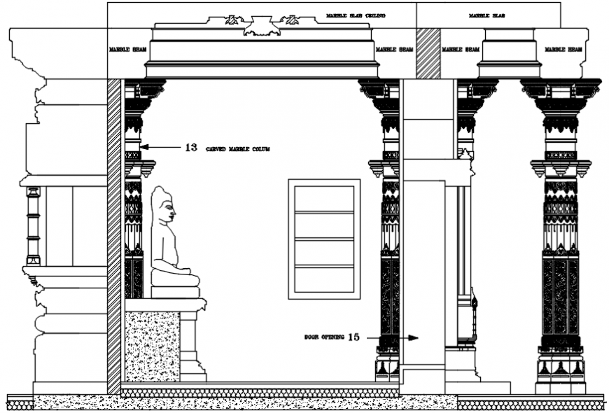 Temple carving sectional detail model files