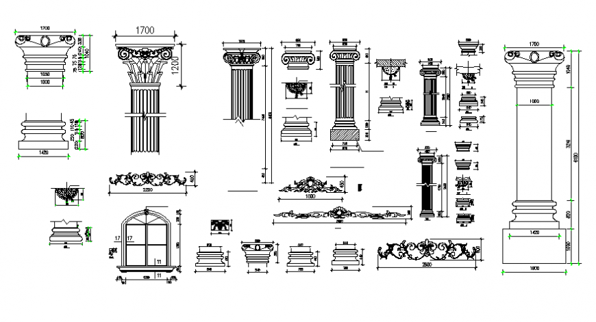 Temple pillar design dwg
