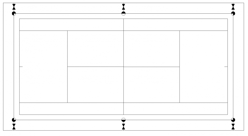 Tennis court setting out layout plan in dwg AutoCAD file.