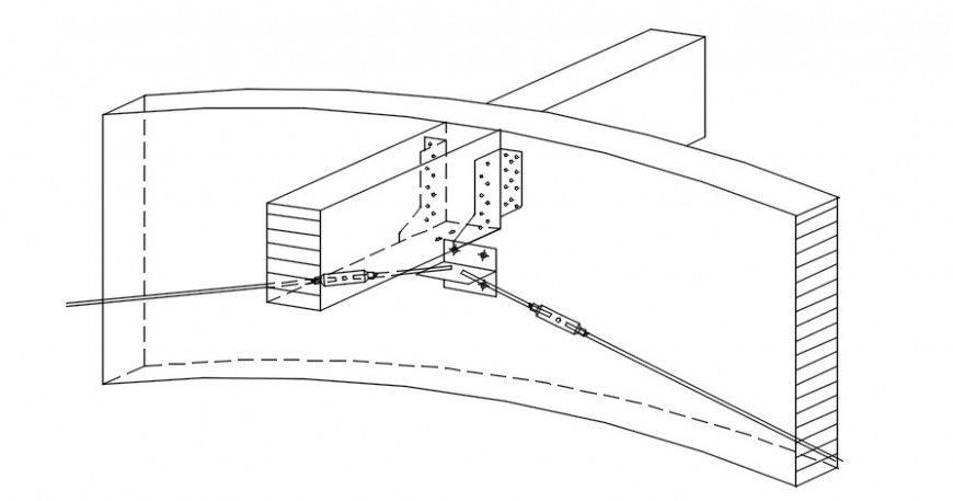 Tension-er fixing and electric installation details dwg file