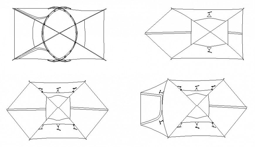 Tent elevation details 2d drawing in autocad software