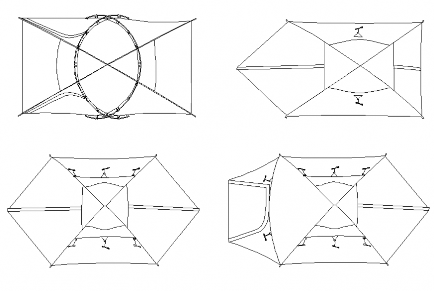Tent house elevation cad drawing details dwg file