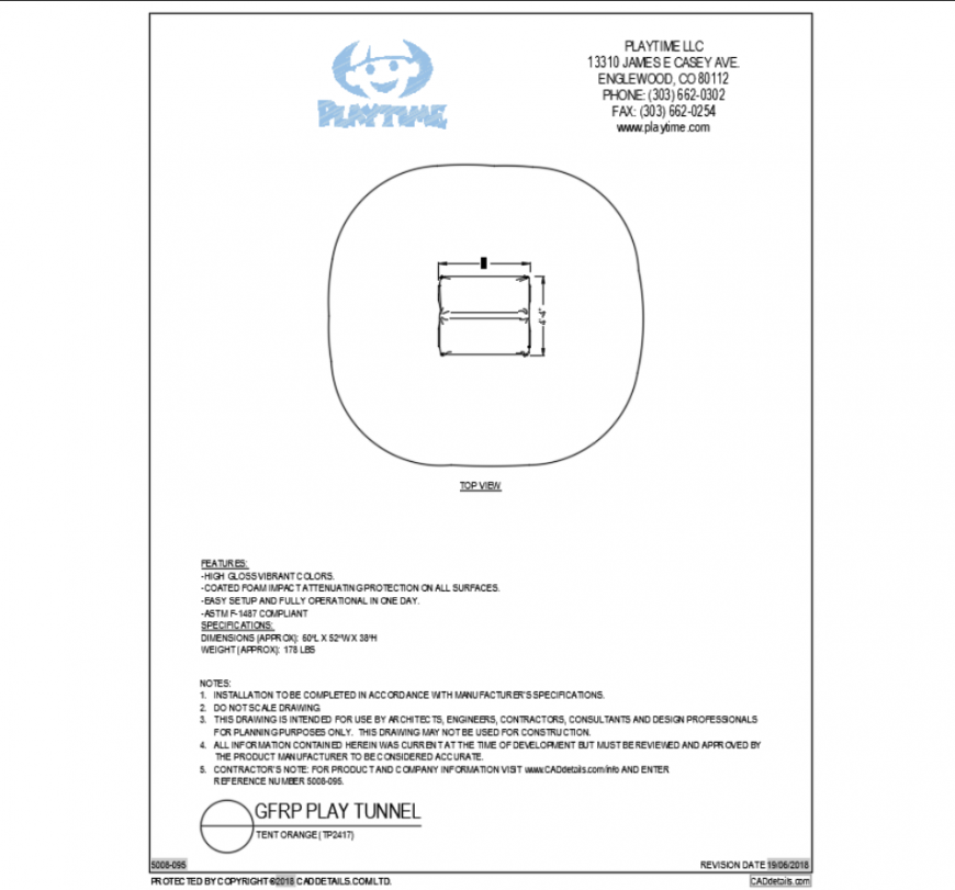 Tent orange top view kids play equipment cad block design dwg file