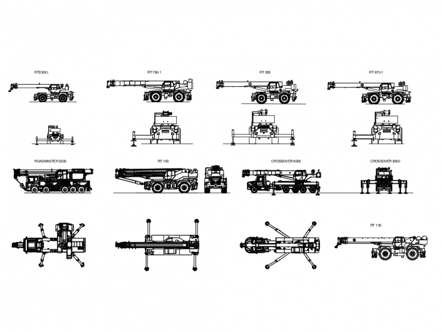 Terex crane vehicles models cad blocks design dwg file