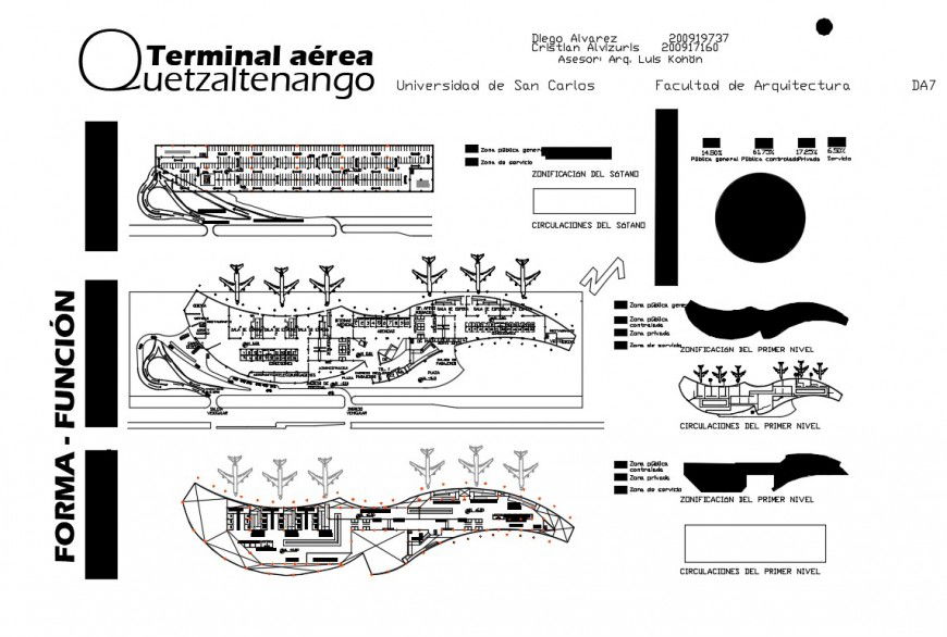 Terminal building and airport parking system plan layout file in dwg format