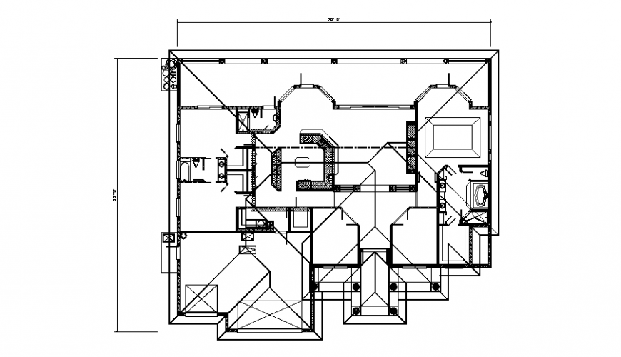 Terrace floor house plan detail dwg file