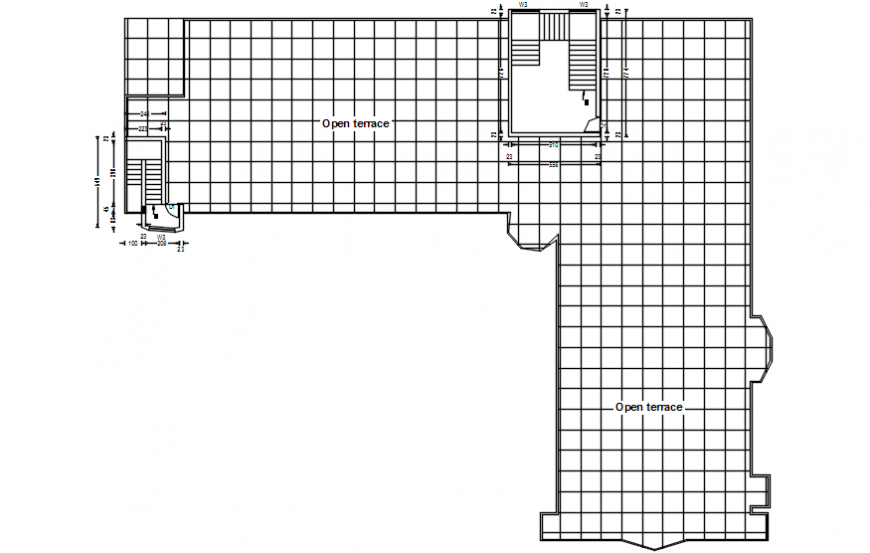 Terrace floor layout plan drawing details of hospital dwg file