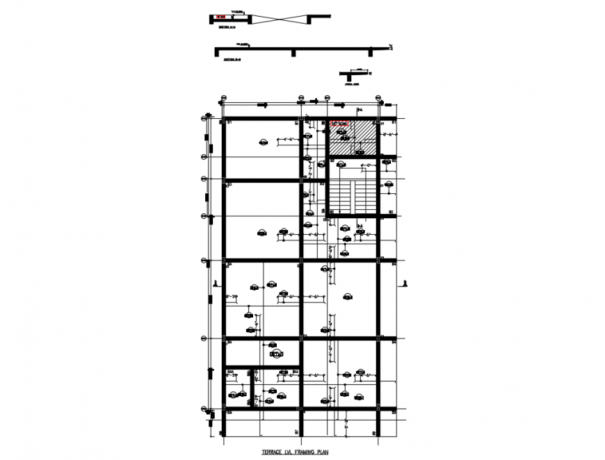 Terrace level framing plan structure cad drawing details dwg file