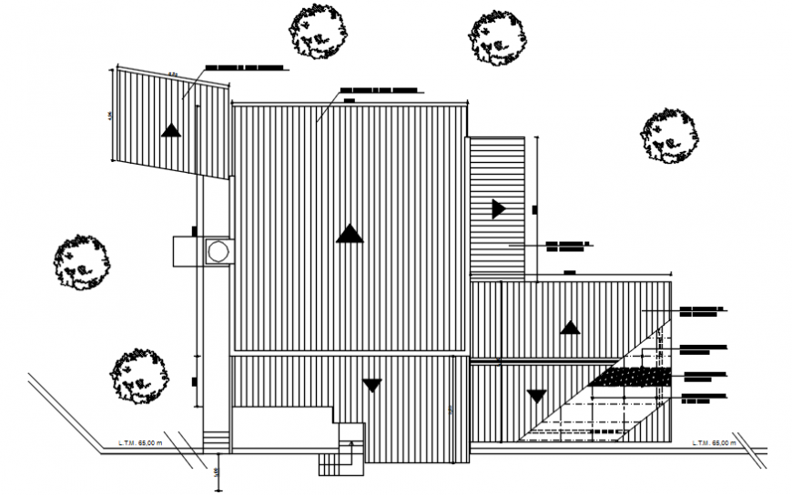 Terrace plan drawings 2d view roofing structure dwg autocad file
