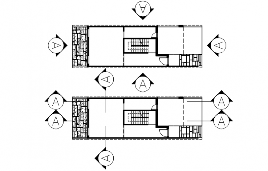 Terrace plan of a residential house cad drawing