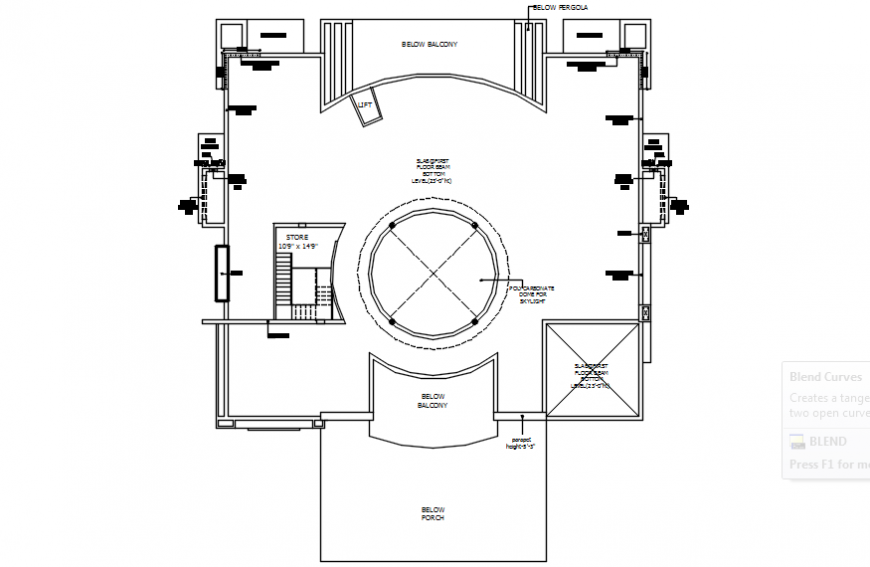 Terrace plan of apartment in AutoCAD file