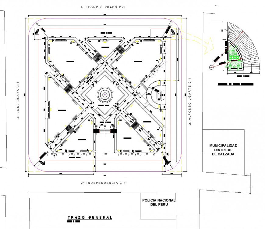 Terrace urban plaza or square plan layout file