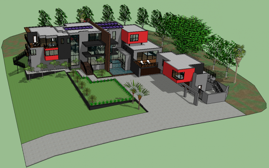 The 3D house plan with a detailing dwg file.