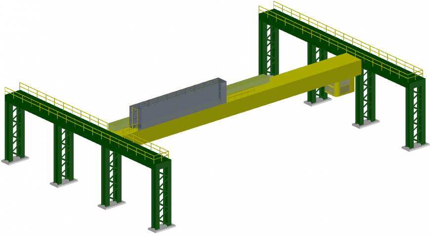 The 3d view of bridge plan detail dwg file.