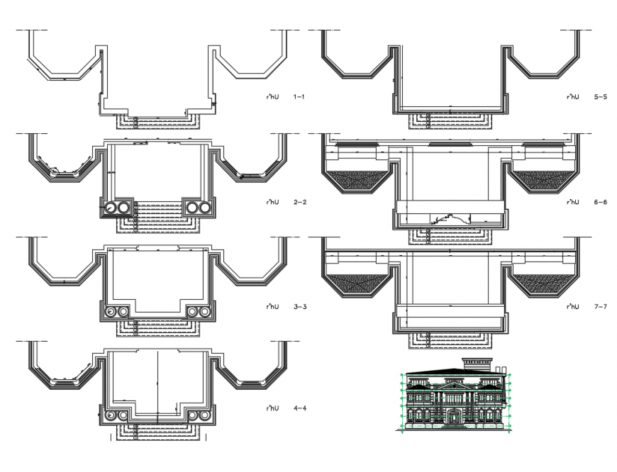 The Architectural Design of villa Elevation dwg file