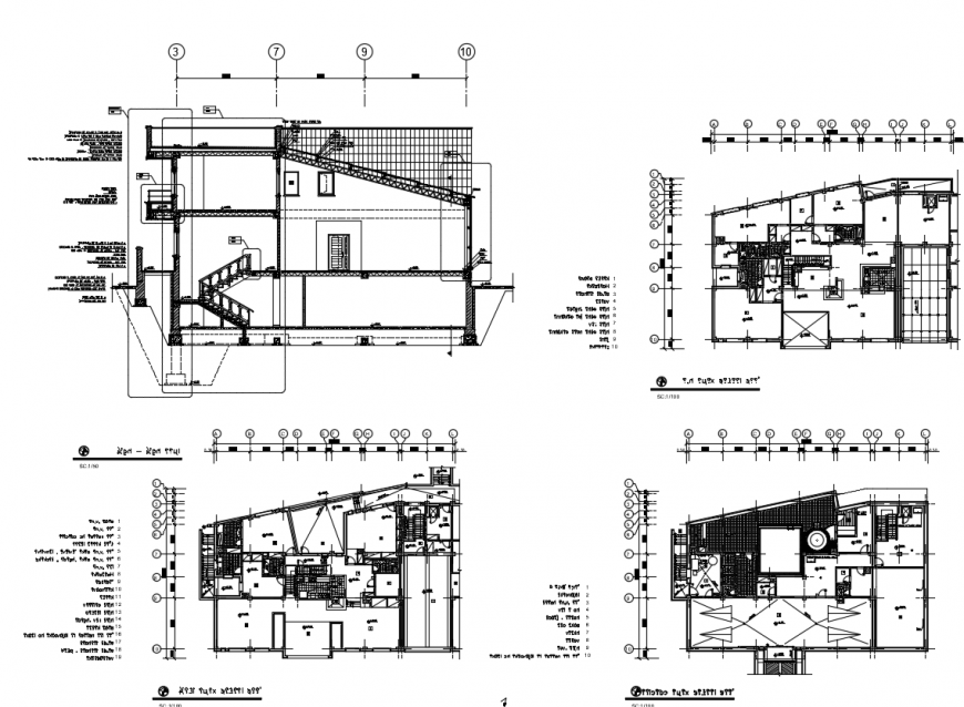 The Architecture villa elevation and section villa dwg file