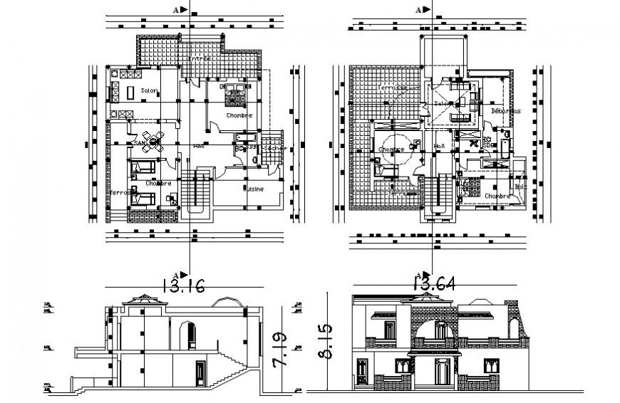 The architecture villa project detail autocad file