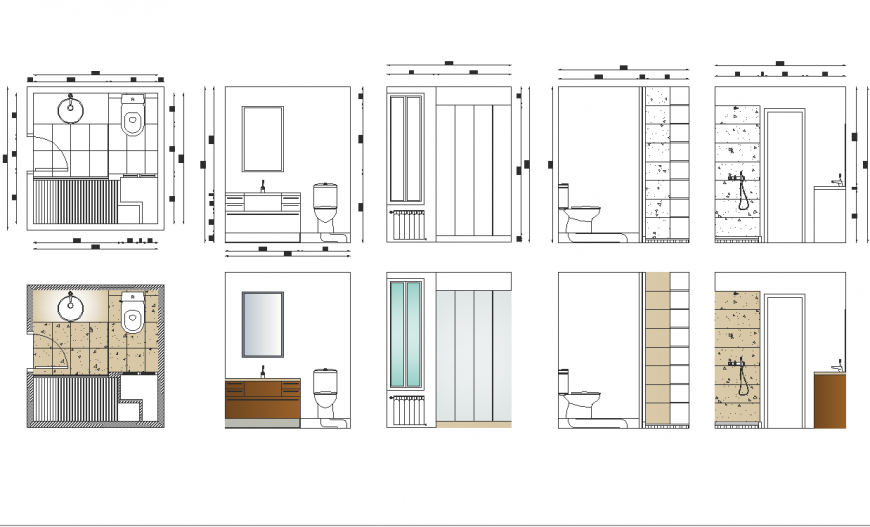 The bath room elevation detail dwg file.