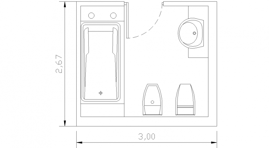 The bath room plan with a detailing dwg file.