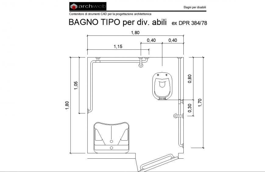 The bathroom detailed plan with detail  dwg file.