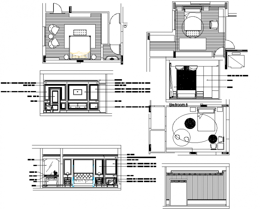 The bed room plan furnish detailing of dwg file.