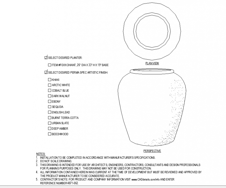 The broad long pot plan with detailed dwg file.