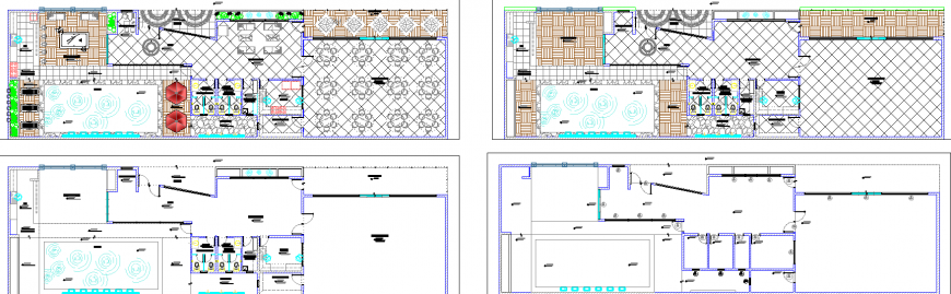 The cafe plan with a detailing of dwg file.