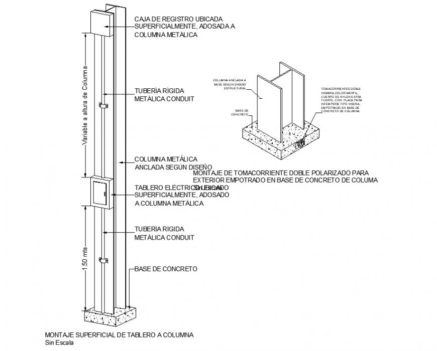 The column plan with a detailing & dwg file.