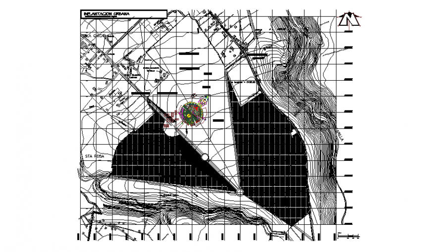 The Contour line plan detail dwg file