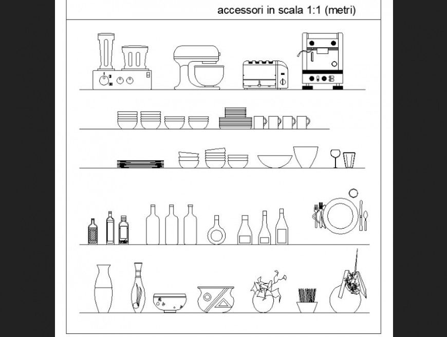 The crockery unit plan detail dwg file.