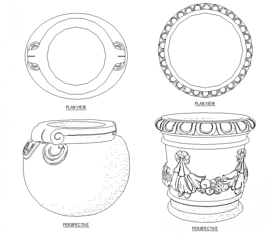 The designed pot plan detail dwg file.