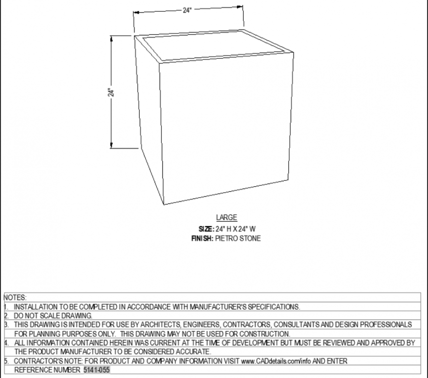 The designed rectangular pot plan detail dwg file.