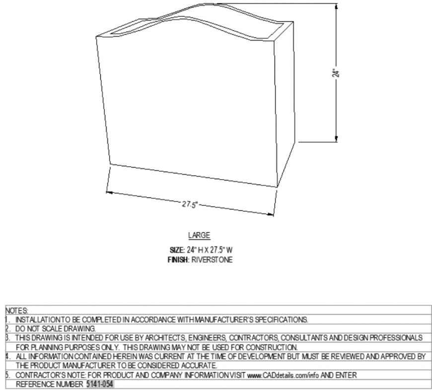 The designed rectangular pot plan detailed dwg file.